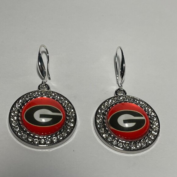Georgia Bulldogs NCAA Fashion Dangle Rhinestone Earrings NEW - Picture 1 of 2